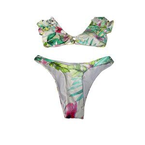 Floral‎ Print Tinibikini Womens Bikini Set With Ring Detail In Large Size New
